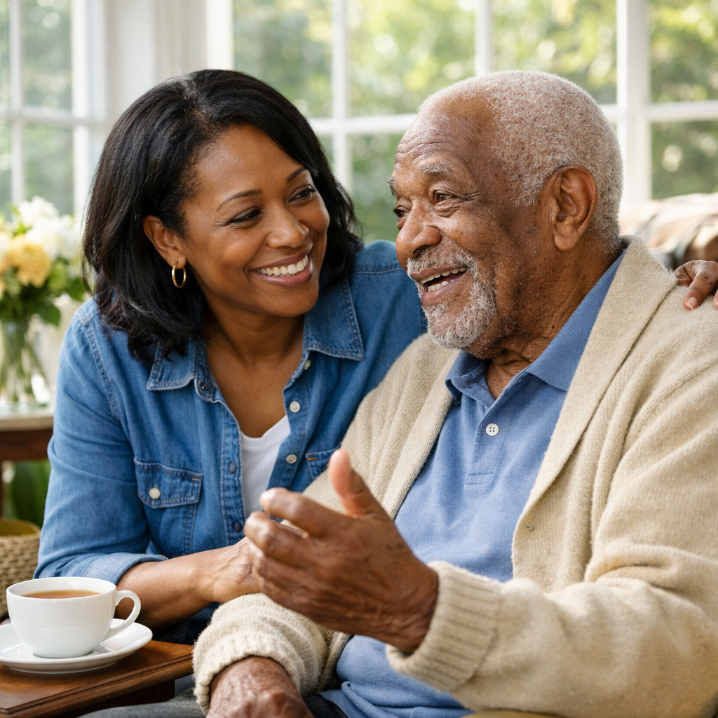 Senior enjoying companionship and support at home in Liverpool NY